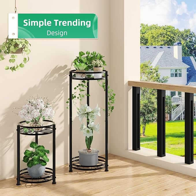 Simple Trending Round Plant Stand Indoor Outdoor, Waterproof Metal Tall 31” - Image 4