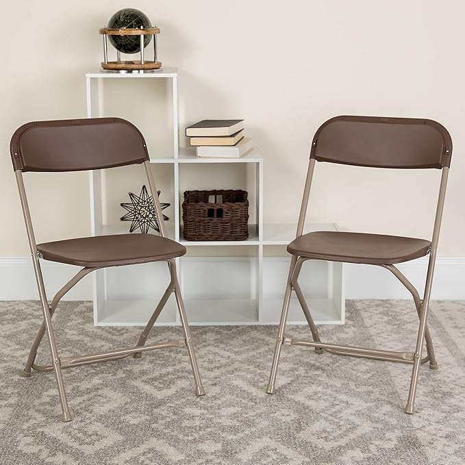 Flash Furniture Hercules Series Plastic Folding Chair Brown - Image 2