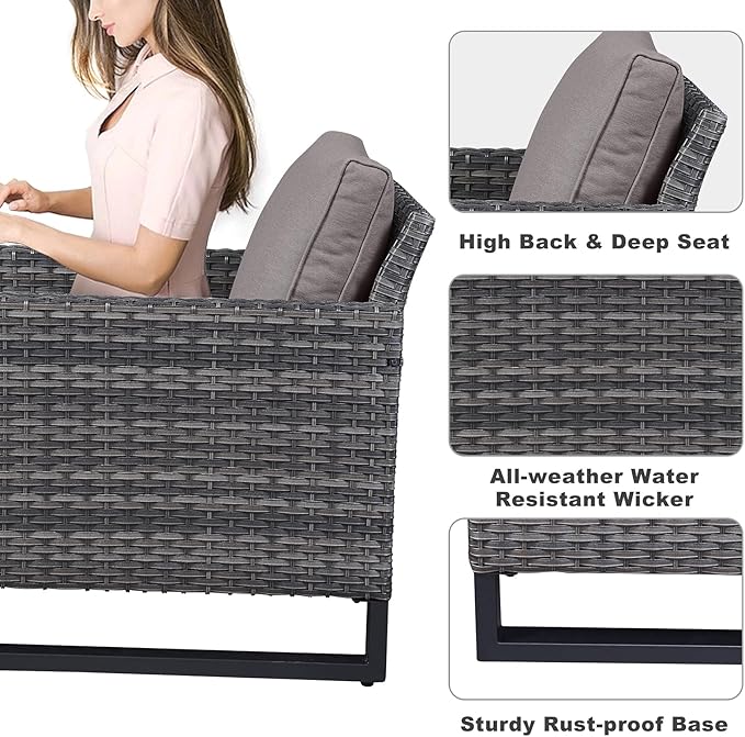 Belord 6 Piece Outdoor Furniture Patio Wicker Sofa Set, Oversize Outdoor Dining - Image 5
