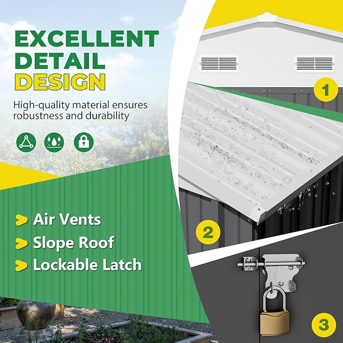 Devoko 10 x 8 FT Outdoor Storage Shed, Metal Garden Sheds & Outdoor Storage - Image 4
