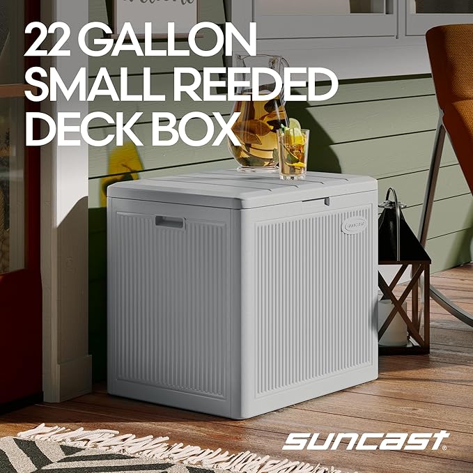 Suncast 22-Gal. Resin Small Outdoor Patio Deck Box - Image 2