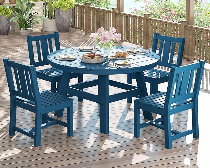 AMERLIFE 5 Piece HDPE Outdoor Dining Table & Chairs Set, All-Weather Patio by AMERLIFE