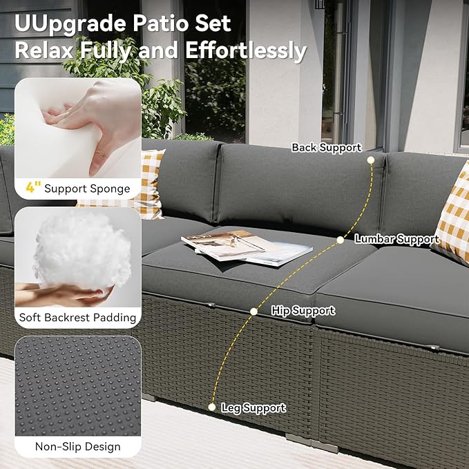 Aoxun Patio Furniture Set with Fire Pit Table, 8 Piece Outdoor Sectional Sofas - Image 2