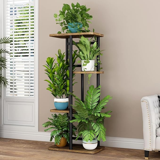LINZINAR Plant Stand Indoor 4 Tier 5 Potted Multiple Plant Shelf Stands - Image 4