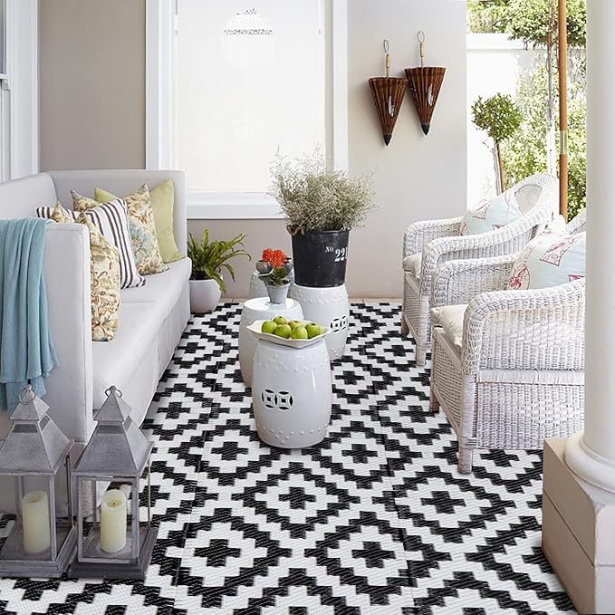 SAND MINE Waterproof Outdoor Rug 4x6 ft, Plastic Reversible Rug, Modern Area Rug - Image 5