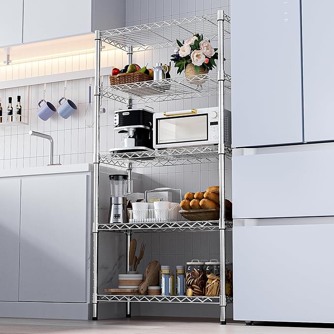 1250 lbs Steel Heavy Duty 5-Tier Utility Shelving Unit Steel Organizer Wire Rack - Image 7