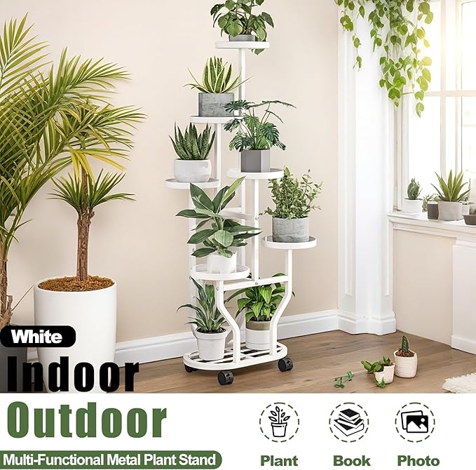 Plant Stand with Wheels 6 Tier Metal Flower Shelf - Image 5