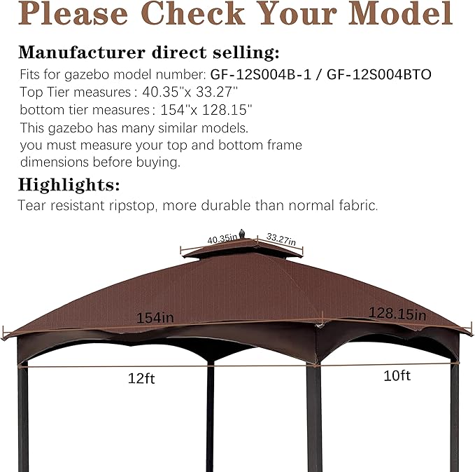 SCOCANOPY Brown Ripstop Replacement Top - Image 2