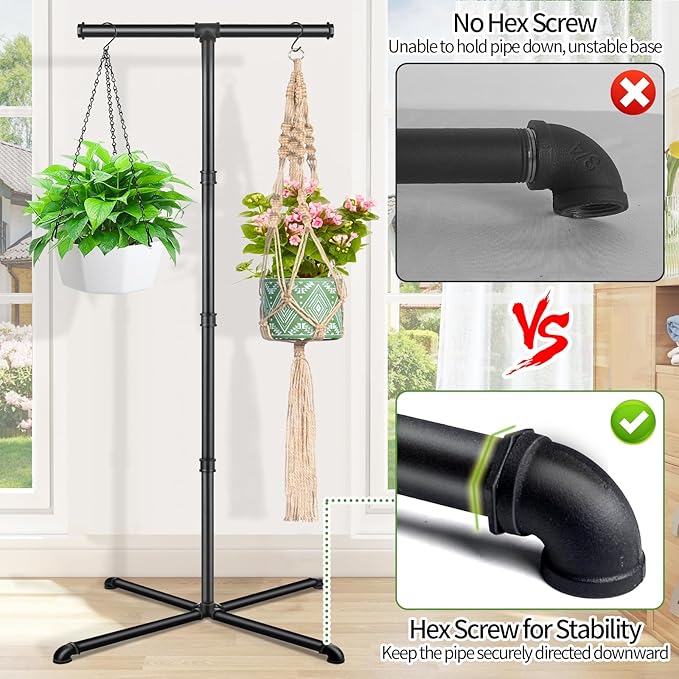 Plant Hanger Indoor, Hanging Plant Stand Heavy Duty Metal Standing Plant Hanger - Image 4