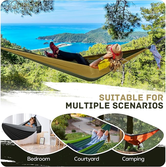 Camping Hammock Lightweight, Portable Hammocks Parachute Hammock - Image 7