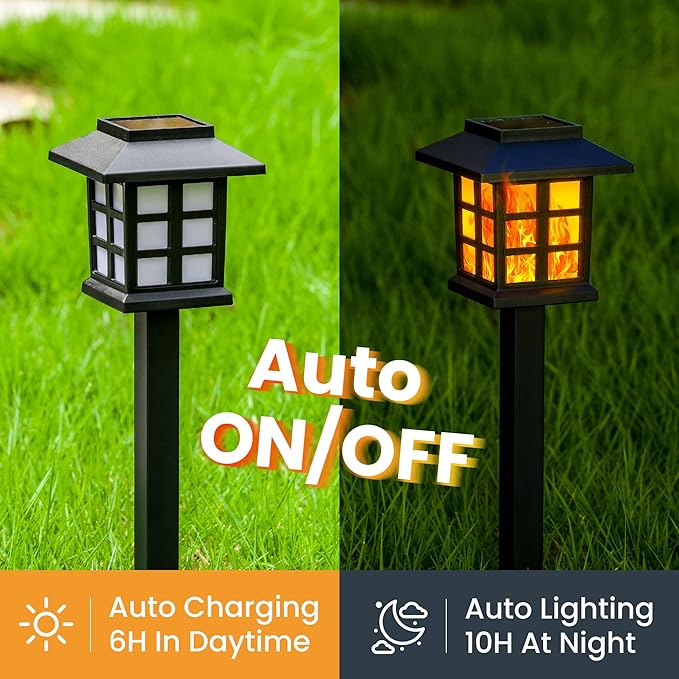 GIGALUMI Solar Lights for Outside, 10 Pack Flickering Flame LED Solar Outdoor - Image 5