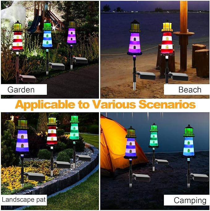 Lighthouse Outdoor Solar Lights, 2 Packs Outdoor Waterproof, Solar Trail Lights - Image 8