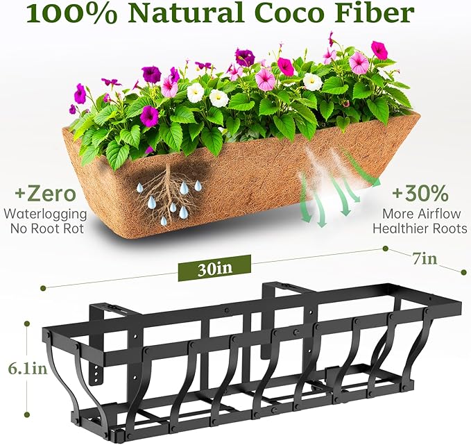 Railing Planter Boxes, Heavy Duty Window Box Planters, Adjustable Balcony - Image 2