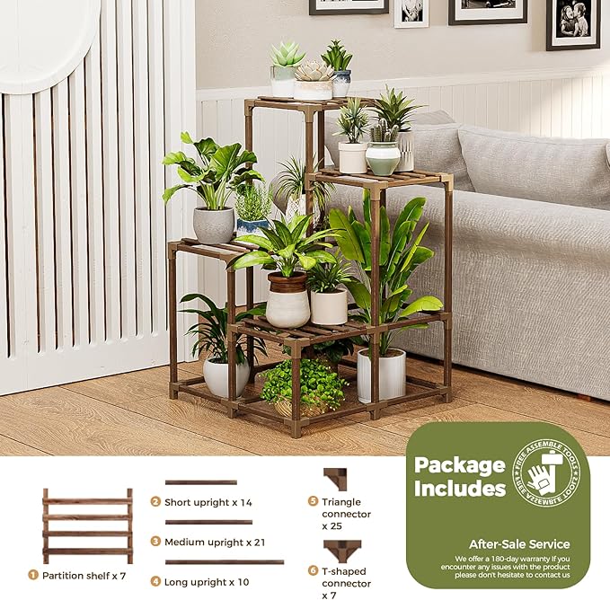 Bamworld Corner Plant Stand Indoor Outdoor Plant Shelf Small Plant Table - Image 7