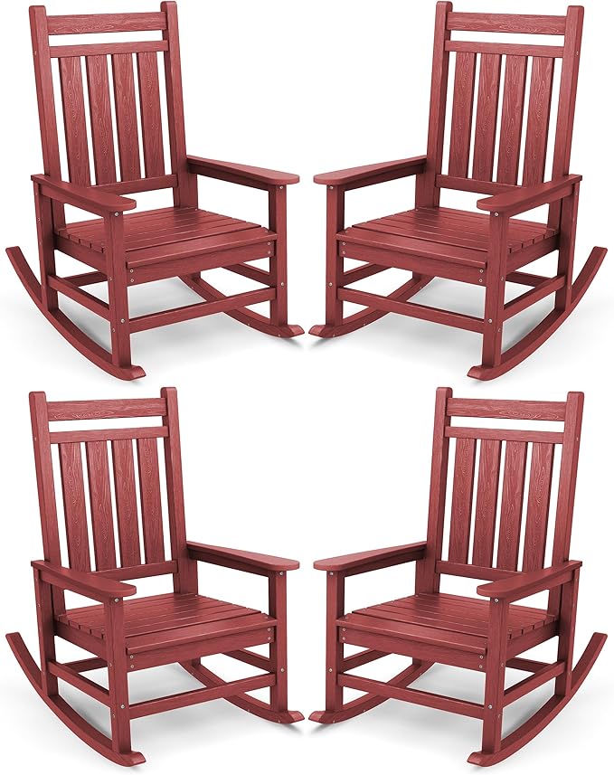 SERWALL Oversized Outdoor Rocking Chair Set of 4, HDPE Rocker by SERWALL