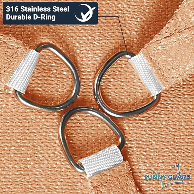 SUNNY GUARD Custom Size 8'x8' Peach Fuzz Sun Shade Sail Rectangle UV Block Shade - Image 6