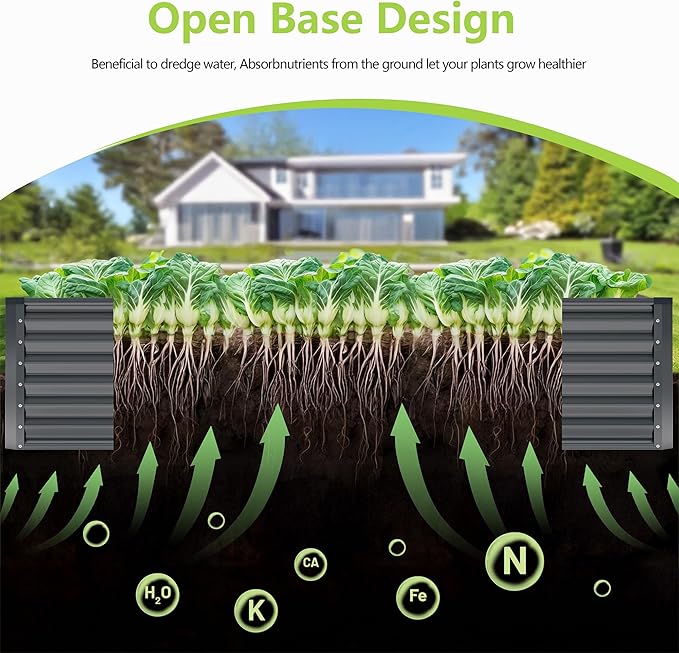 6x3x2FT Galvanized Raised Garden Bed, Galvanized Planter Boxes Outdoor - Image 2