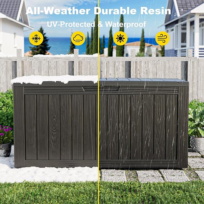ROJIK Outdoor Storage Box with Wheels – 85 Gallon Mobile Waterproof Resin Deck - Image 6