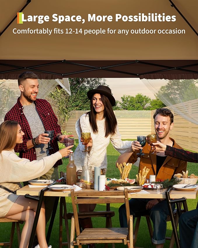 Canopy Tent 13x13 ft, Pop Up Gazebo One-Push Setup - Image 5