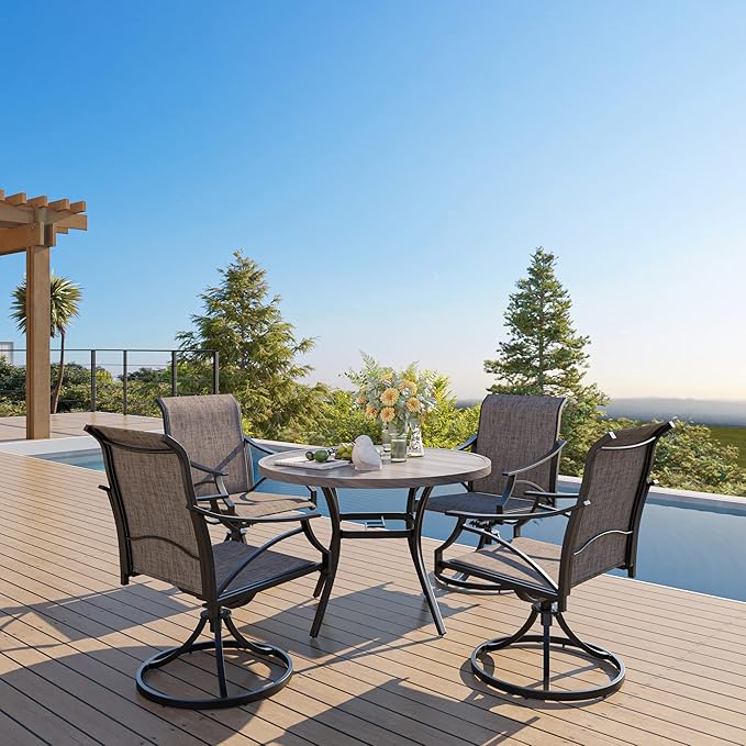 VICLLAX Round Patio Table with Adjustable Umbrella Hole, All Weather Outdoor - Image 2