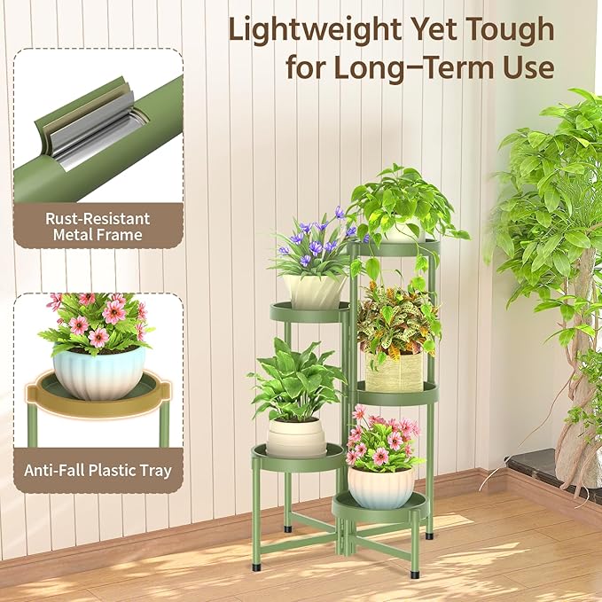 LASZOLA 5 Tiered Folding Plant Stand Indoor - Image 4