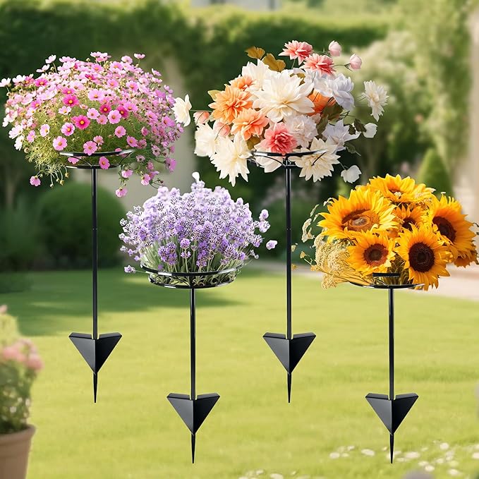Tellingyou 4 Pack Adjustable Outdoor Flower Pot Stand, Metal Outdoor Plant - Image 2