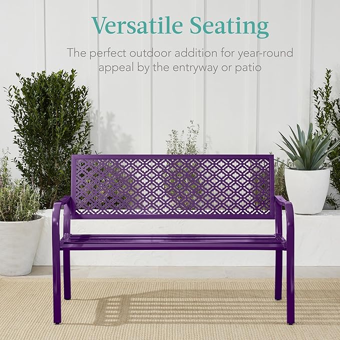 Best Choice Products Outdoor Bench 2-Person Metal Steel Benches Furniture - Image 6