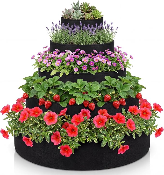 5 Tiered Strawberry Planter for Outdoor Plants, 39 Inch Heavy Duty Strawberry by Unknown
