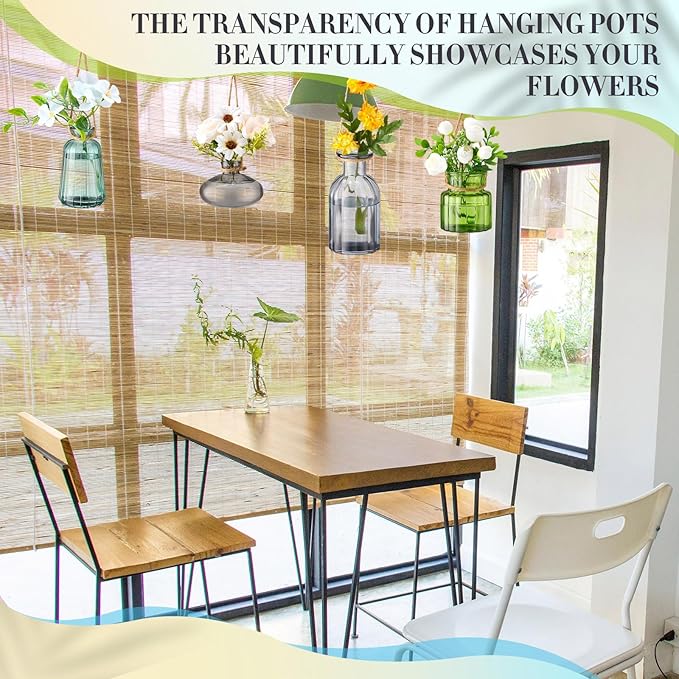 4 Pcs Stained Glass Hanging Vases Hanging Glass Planters Small Plant Terrarium - Image 6
