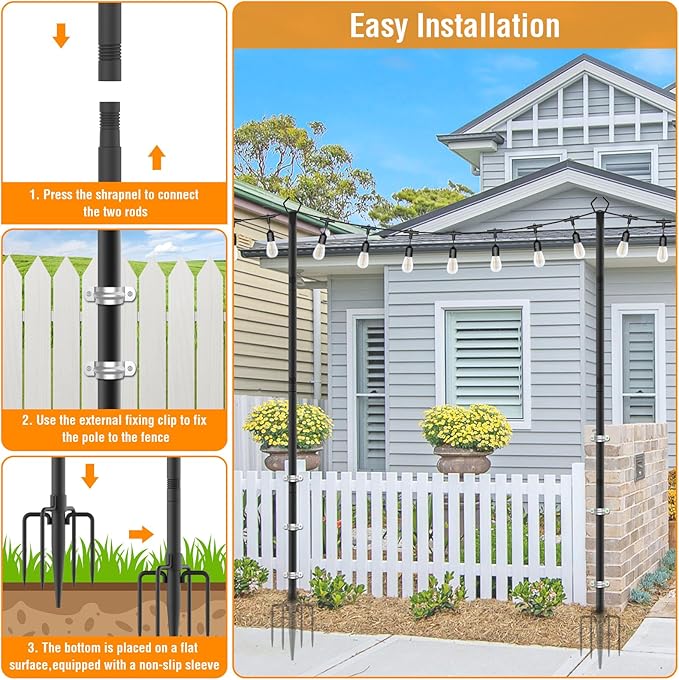 AILBTON 2 Pack 10Ft String Light Poles, Light Poles - Image 4
