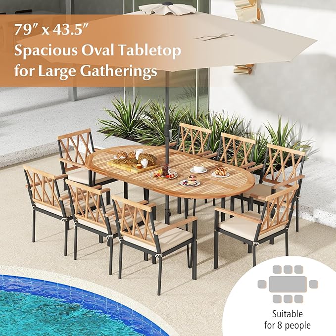 Tangkula 79" Large Patio Dining Table - Image 4