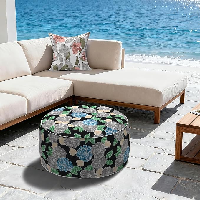 LVTXIII Outdoor Inflatable Ottoman, Fade-Resistant Round Footrest Stool D31”x - Image 4