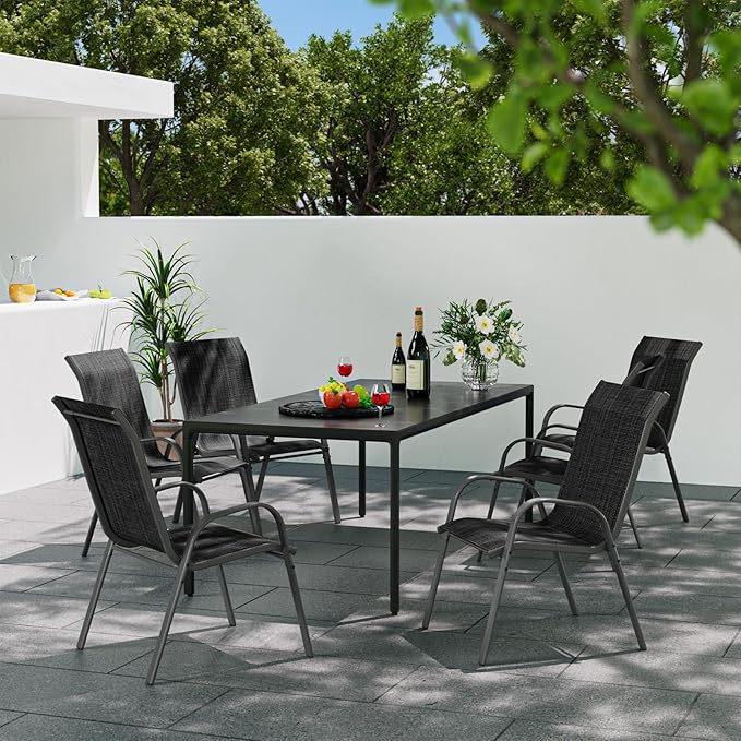 Patio Dining Chairs Set of 6, Outdoor Stackable Dining Chairs High Back - Image 2
