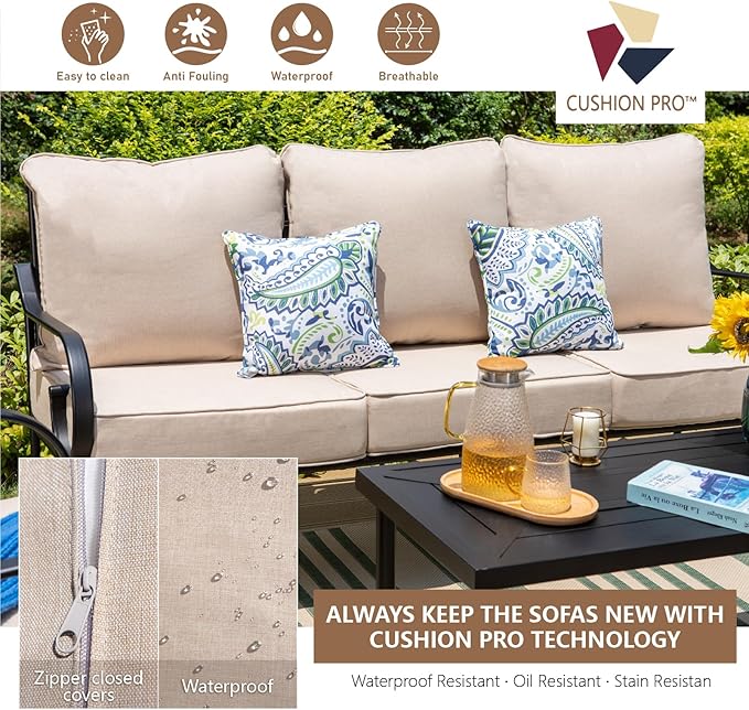 MFSTUDIO 7 Seats Large Metal Patio Conversation Sets, 5 Pieces Outdoor - Image 2