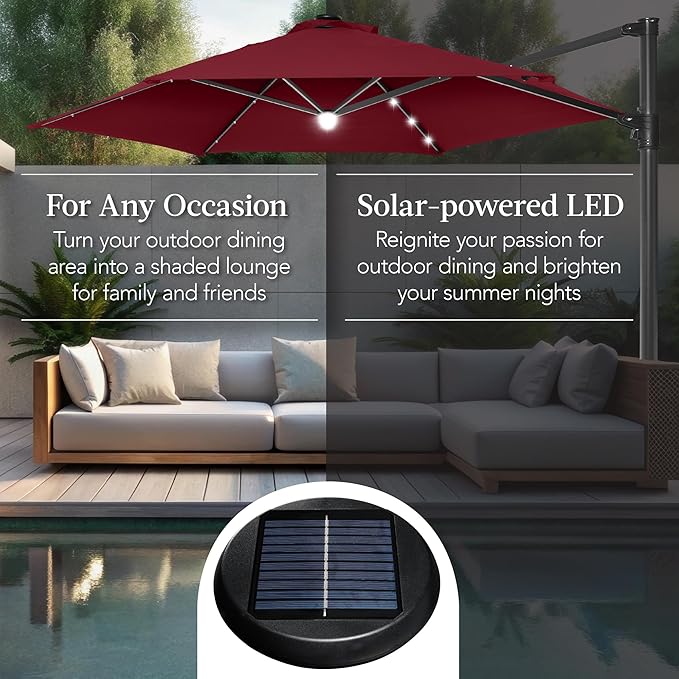 Best Choice Products 10ft Solar LED Offset Cantilever Hanging Market Patio - Image 4