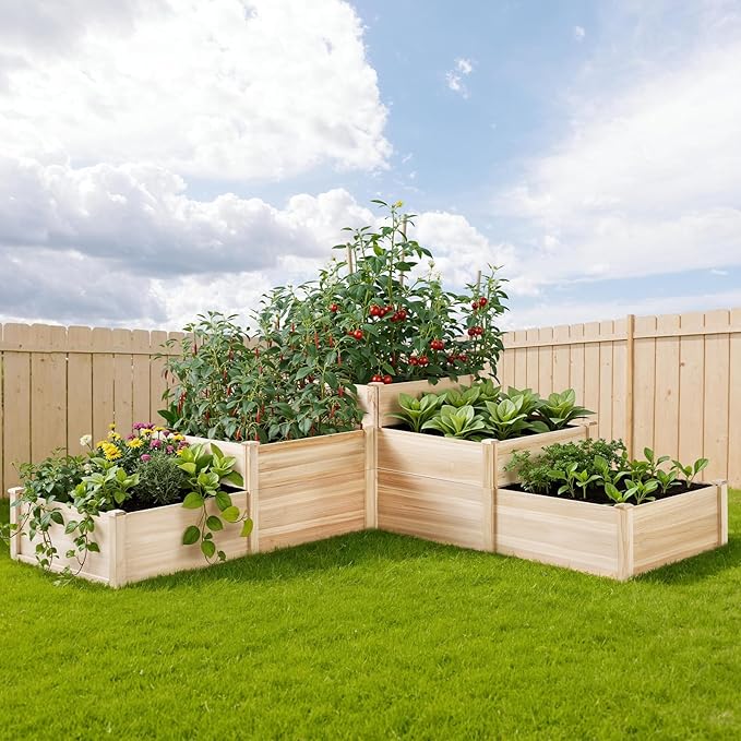 AMERLIFE 3-Tier Raised Garden Bed, 28 Inch Depth Fir Wood Planter Box - Image 2