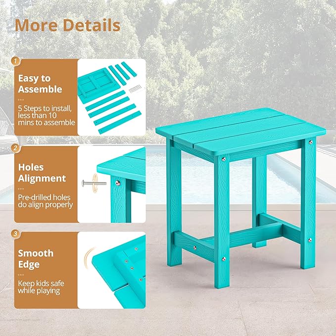 LUE BONA Outdoor Side Table, HDPS Small Outdoor Table, Adirondack Side Table - Image 7