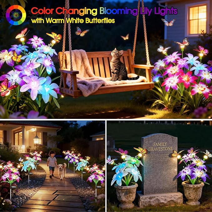 Garpar Solar Lights Outdoor Decorative, Upgraded 4 Pack Flowers - Image 4