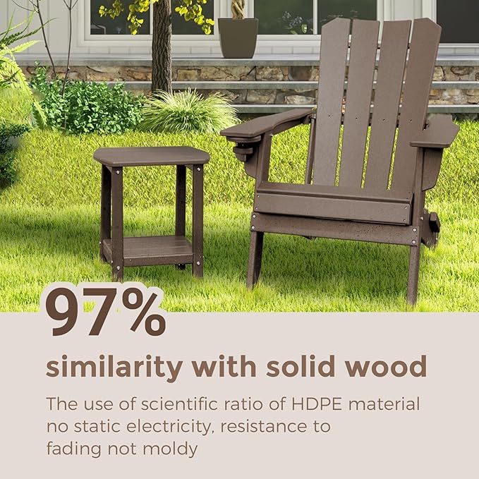 Adirondack Square Outdoor Side Table, 2-Tier Storage Patio Side Table, HDPE End - Image 5