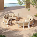 Outdoor Patio Furniture Set, 7 Piece Aluminum Curved Outdoor Sectional Sofas by Oasbira