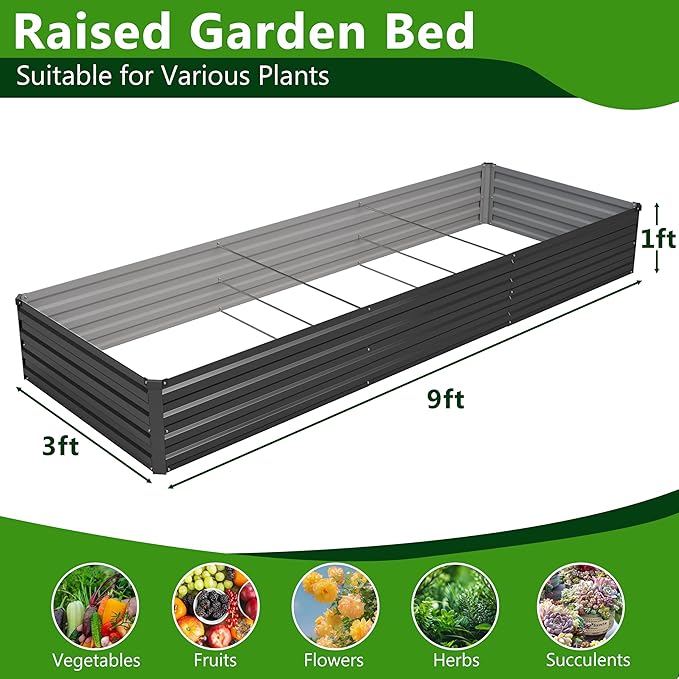 2PCS 9x3x1ft Galvanized Raised Garden Bed Kit, Metal Planter Box - Image 2
