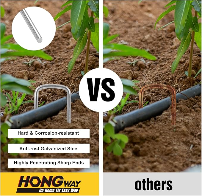 HongWay 50 Pack 6 Inch Landscape Staples, 8 Gauge Garden Stakes Heavy Duty More - Image 5