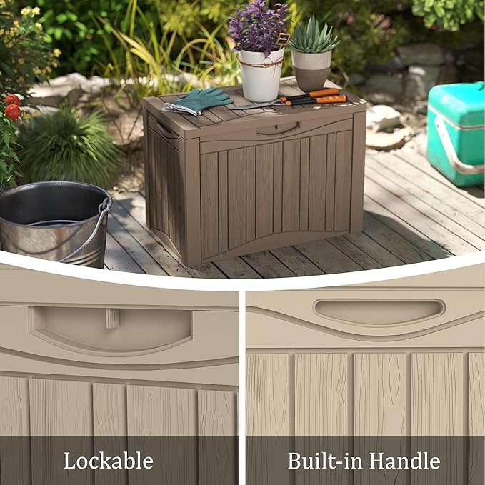 TARKARI 50 Gallon Lockable Resin Deck Box, Waterproof & UV-Resistant Outdoor - Image 5