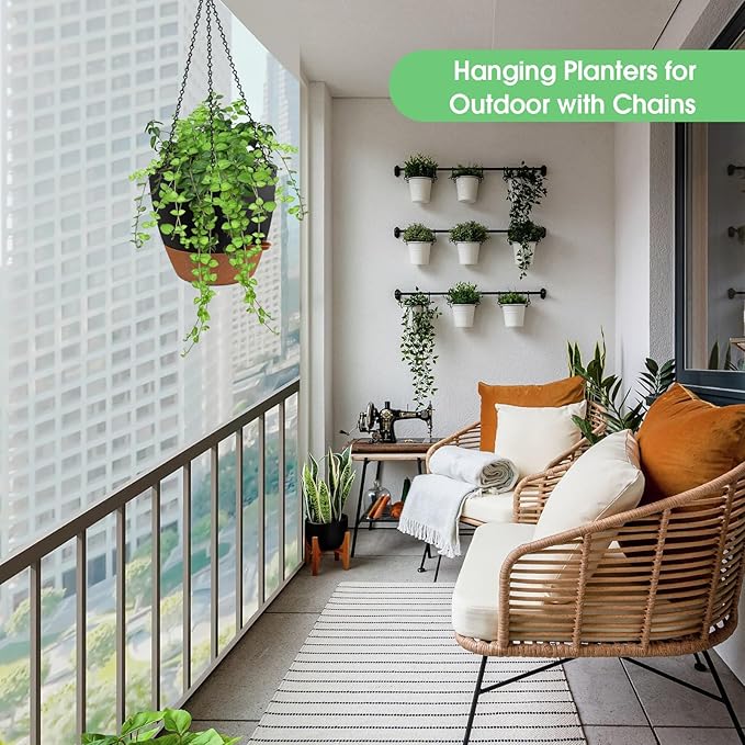 Hanging Planters for Indoor Outdoor Plants, 2 Pack Self Watering Hanging Pot - Image 7