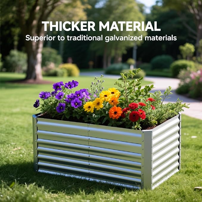 4X2X2ft Galvanized Raised Garden Bed, Outdoor Planter Box Metal Patio Kit - Image 6