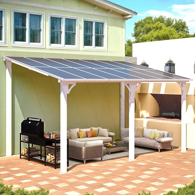 AECOJOY 14' x 8' White Gazebo Outdoor Pergola - Image 4