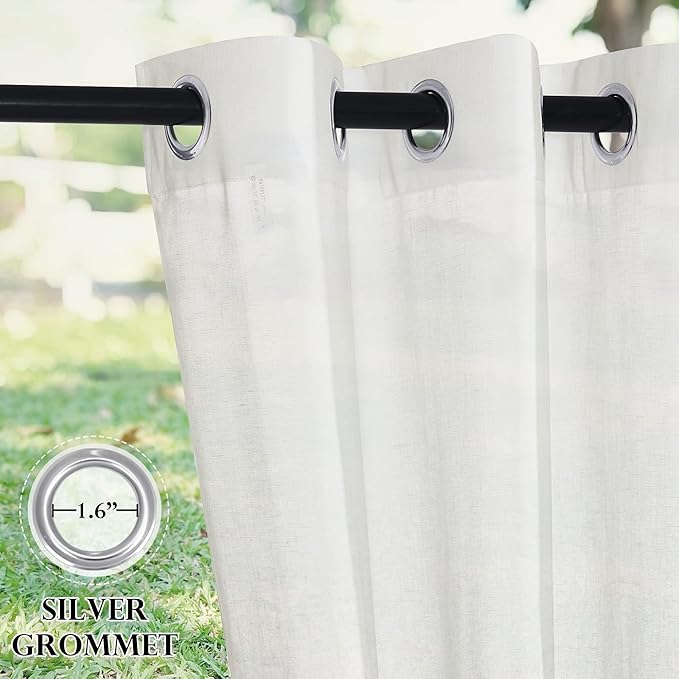 RYB HOME Linen Sheer Outdoor Curtains 84 inch Length 2 Panels Set, Lightweight - Image 4