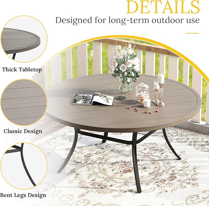 VICLLAX 63" Outdoor Round Patio Table - Image 4