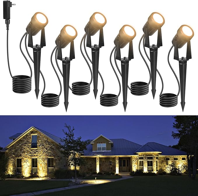 Outdoor Landscape lighting Low Voltage, 65.6FT Wired LED Spot light by NEWKAZ