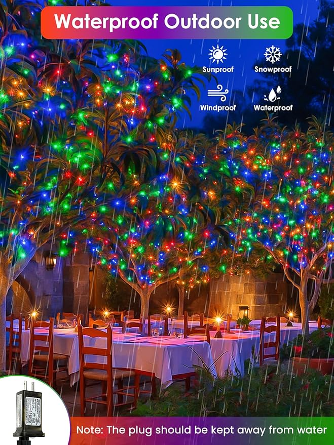 66Ft 200 LED RGB Color Changing Christmas Fairy Lights Plug in, Waterproof - Image 7